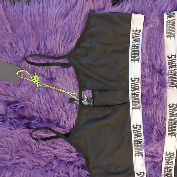 DOLLSKILL DARKER WAVS 1X WARPED LINGERIE SET BRALETTE AND SHORTS LOGO ON BANDS - Picture 2 of 11